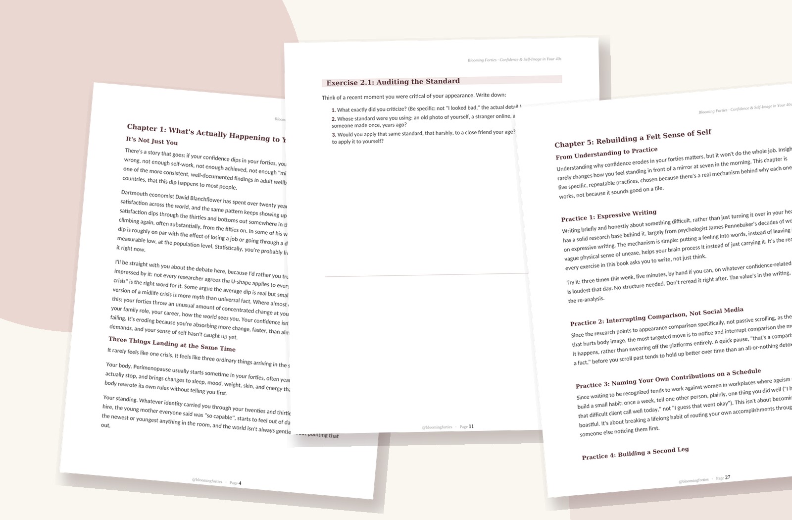 Preview pages from the Blooming Forties workbook